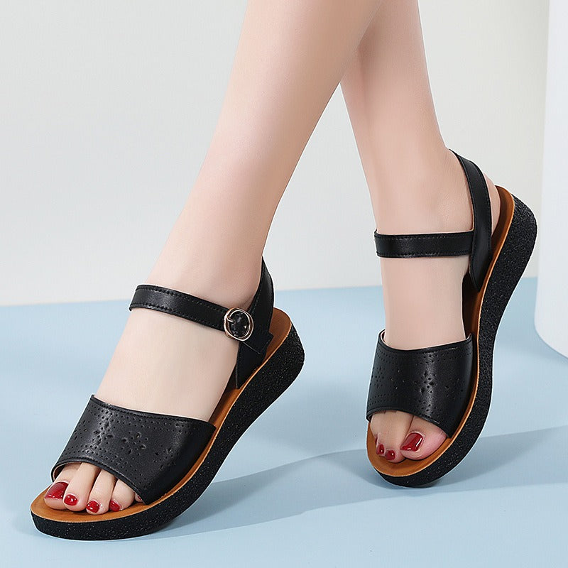 Sandalias para mujer de piel sintética calada estilo casual - Mónica