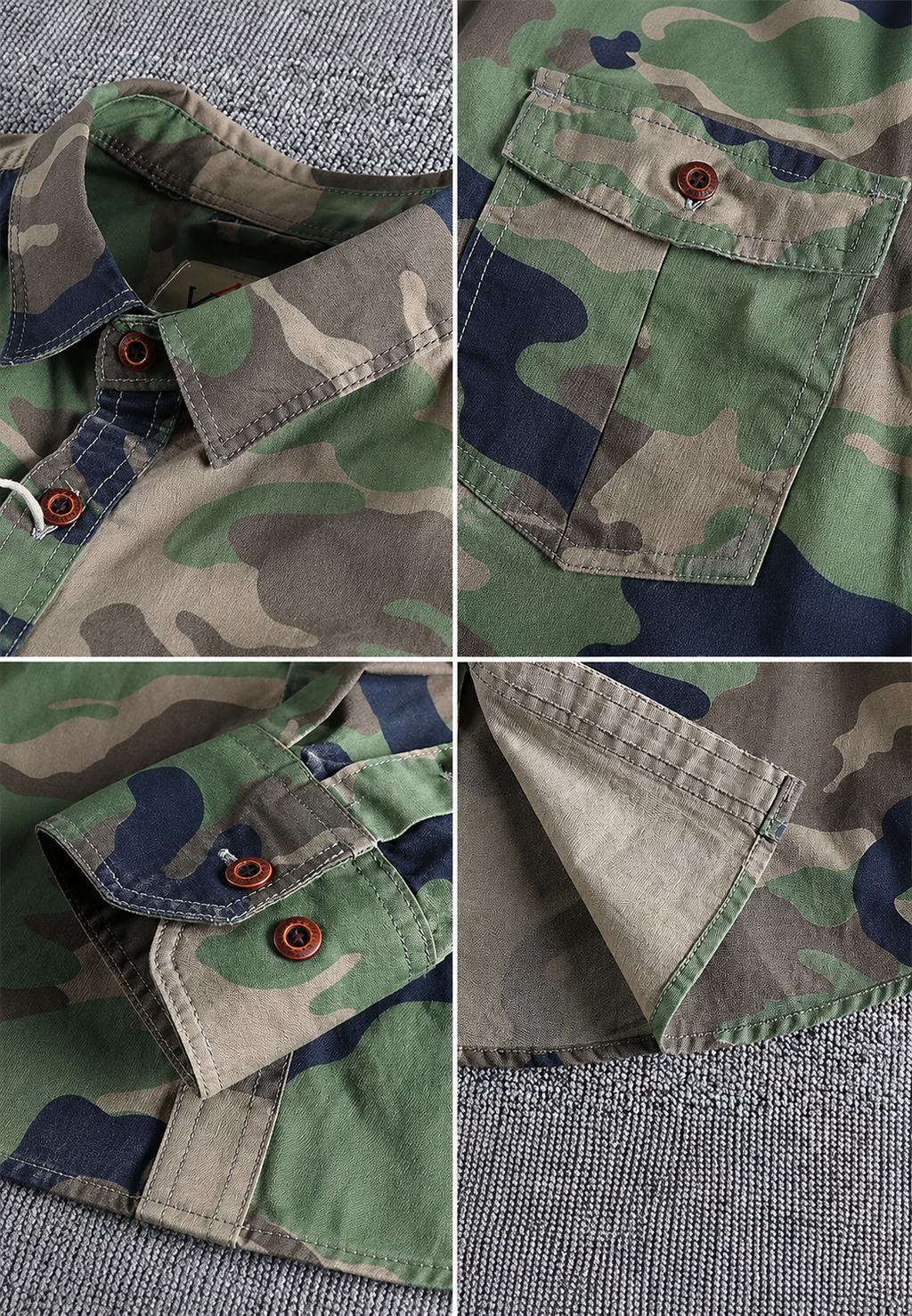 Camisa camuflaje hombre manga larga bolsillo pecho - Orsen