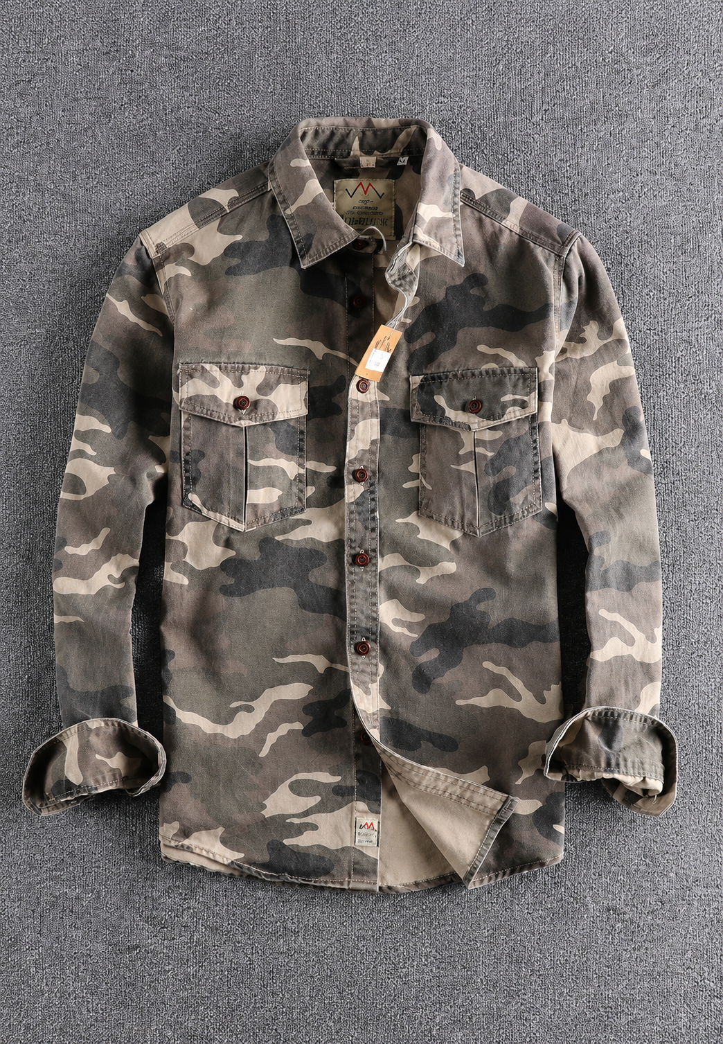 Camisa camuflaje hombre manga larga bolsillo pecho - Orsen