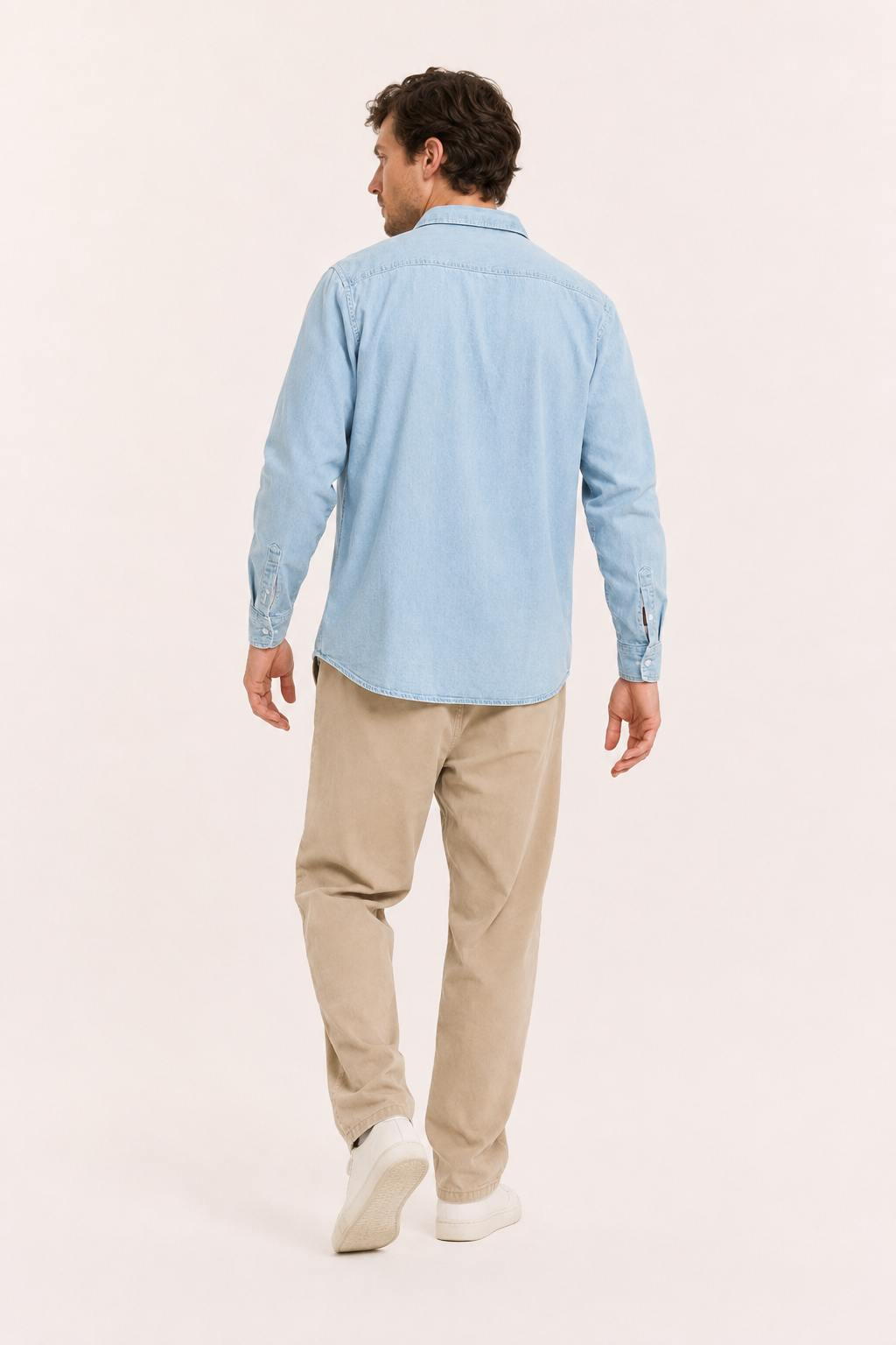 Camisa denim hombre manga larga con bolsillo - Joren