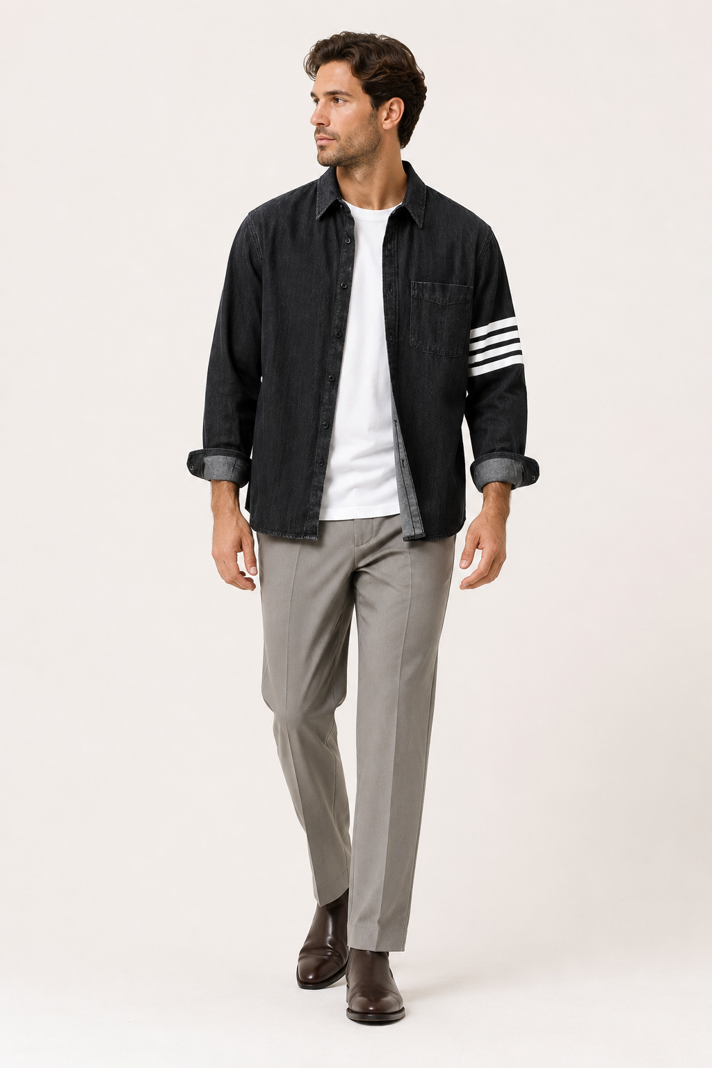 Camisa vaquera para hombre de manga larga con bolsillo - Lennart