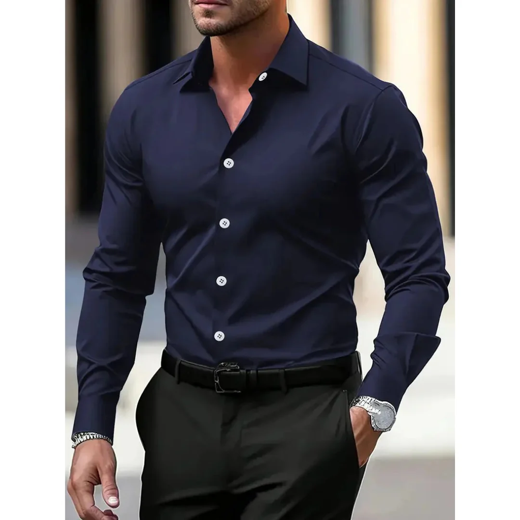 Camisa hombre manga larga slim fit cuello clásico - Heinrich