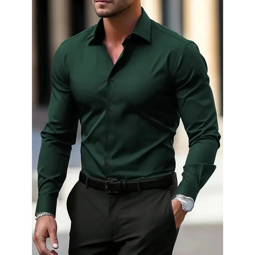 Camisa hombre manga larga slim fit cuello clásico - Heinrich