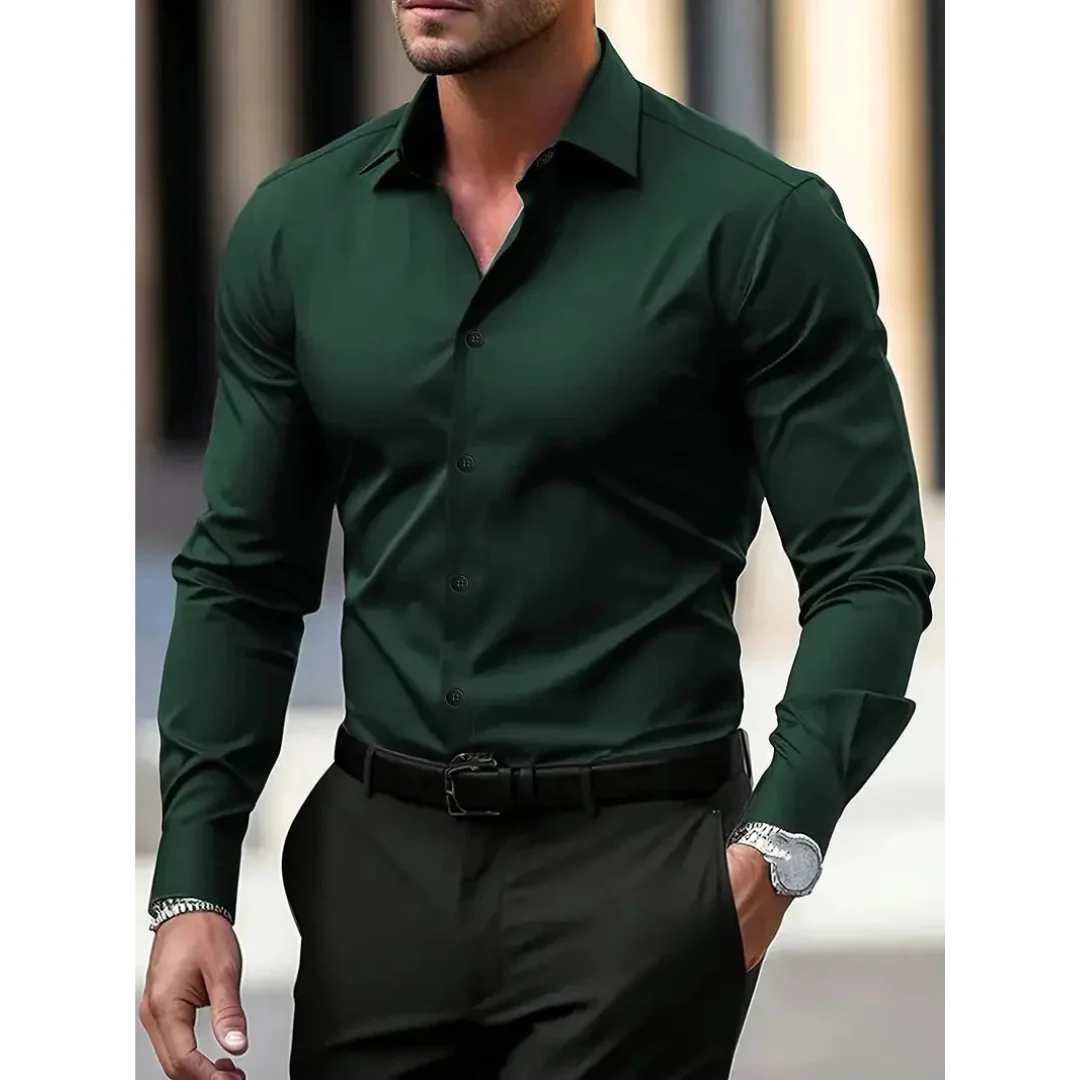 Camisa hombre manga larga slim fit cuello clásico - Heinrich
