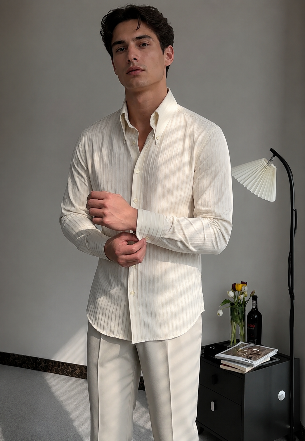 Camisa de manga larga con textura de rayas - Matteo