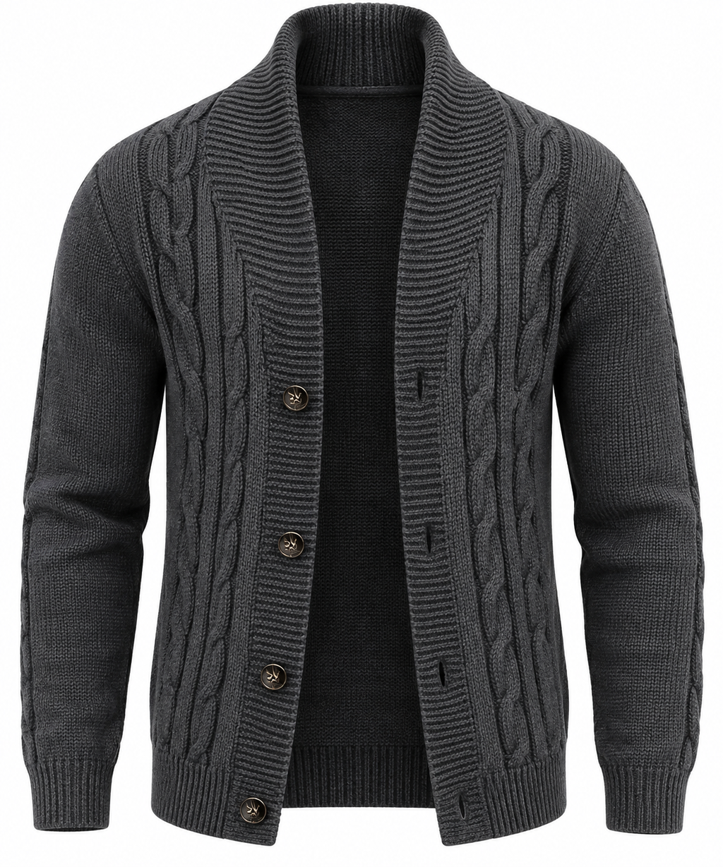 Cárdigan hombre punto trenzado cuello chal botones - Gauthier