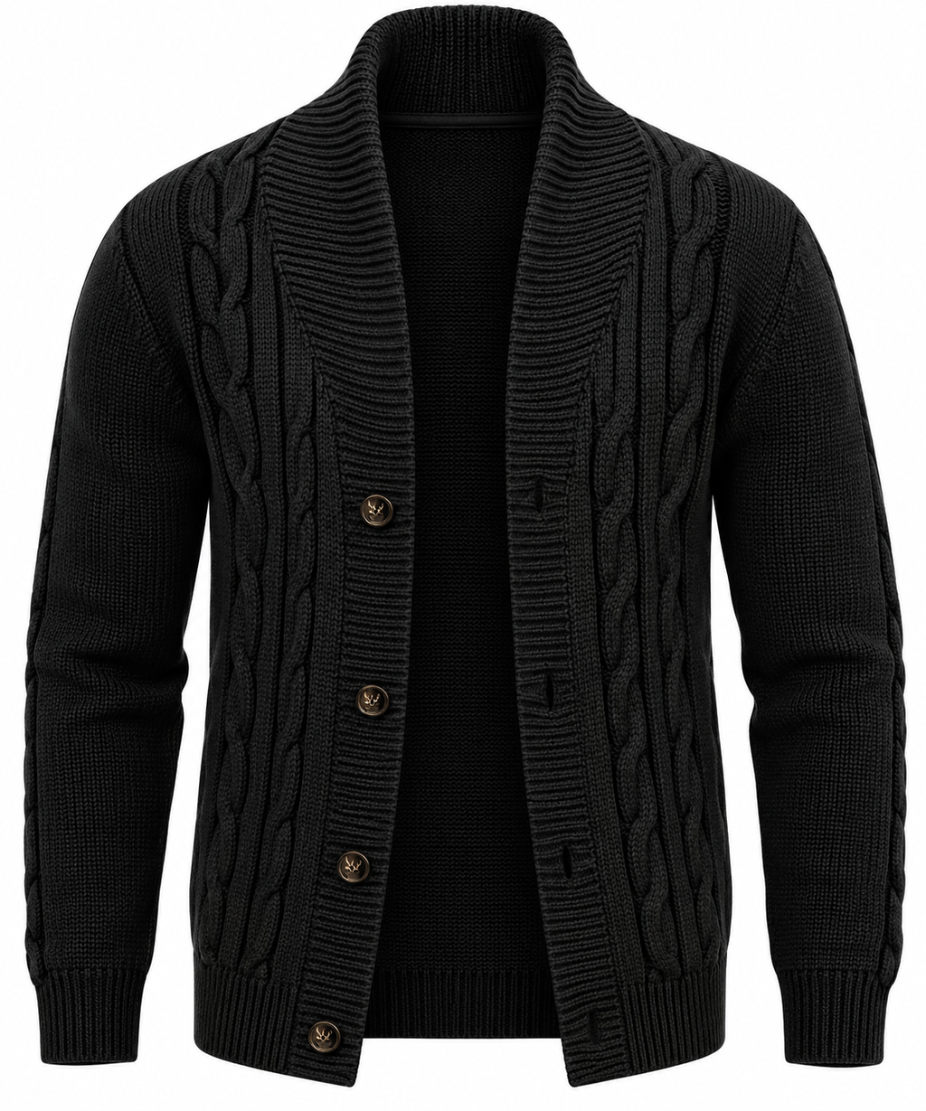Cárdigan hombre punto trenzado cuello chal botones - Gauthier