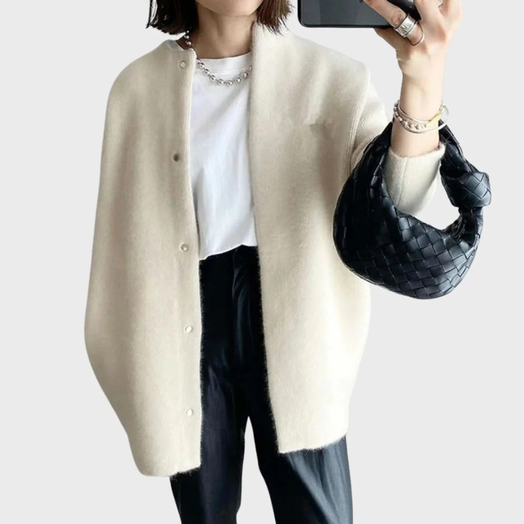 Cárdigan largo oversize mujer cuello redondo botones - Thelar