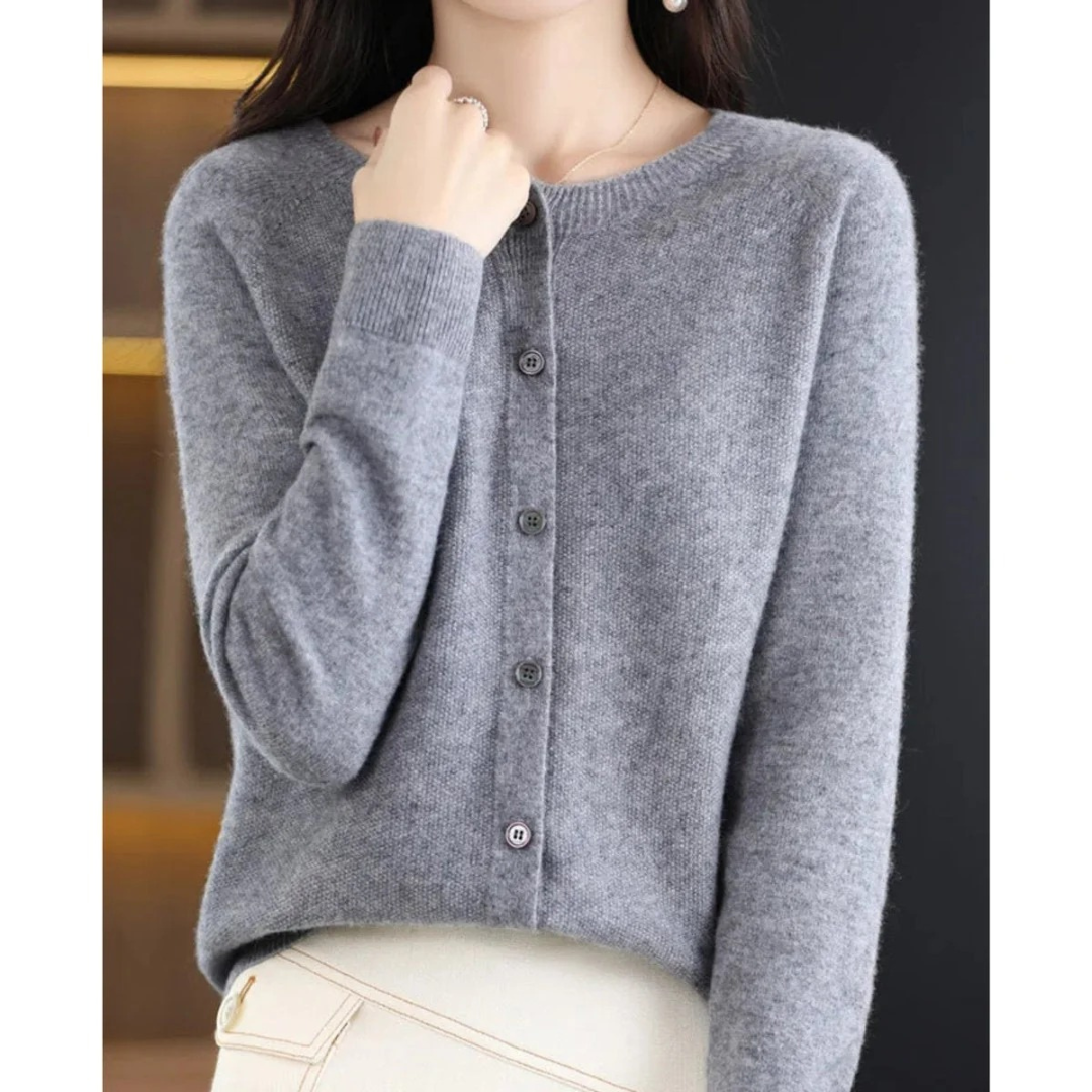 Cárdigan mujer cuello redondo botones delanteros - Lauffy