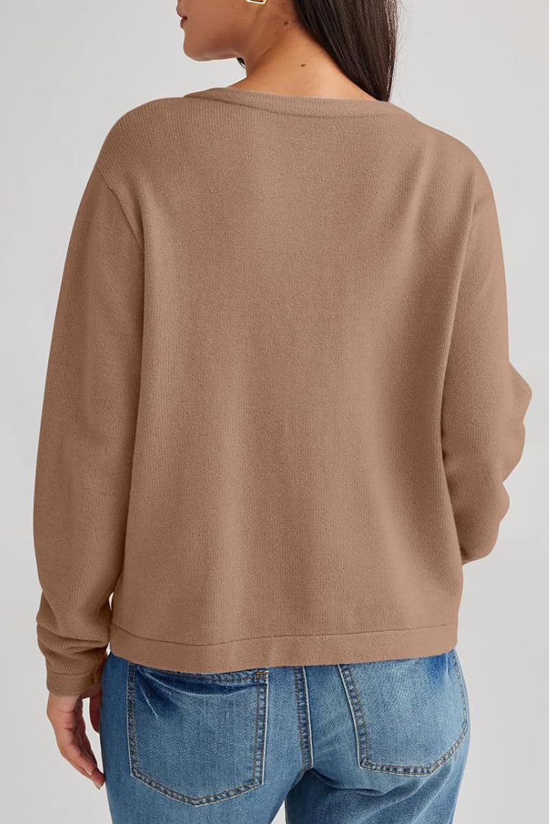 Cárdigan mujer punto cuello redondo botones bolsillos - Sorelia