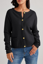 Cárdigan mujer punto cuello redondo botones bolsillos - Sorelia