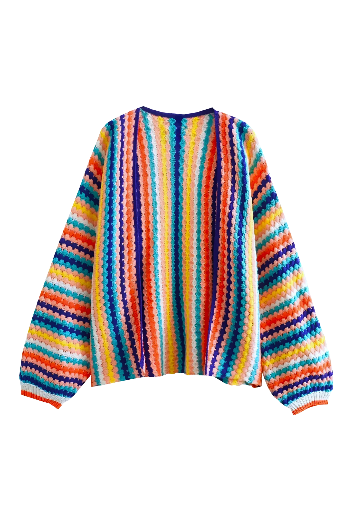 Cárdigan oversize de crochet multicolor a rayas - Lotte