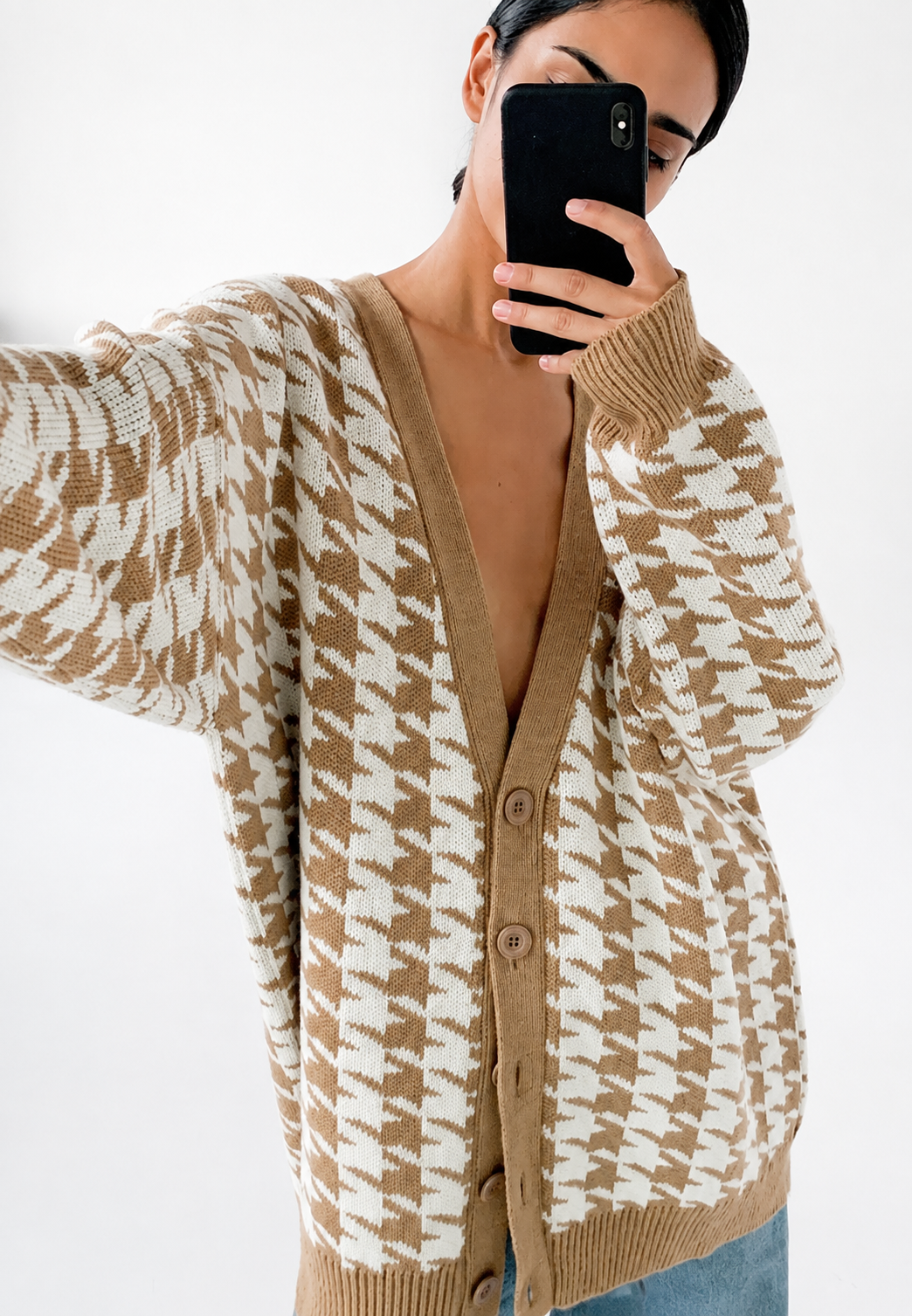 Cárdigan oversize de punto con estampado - Elena