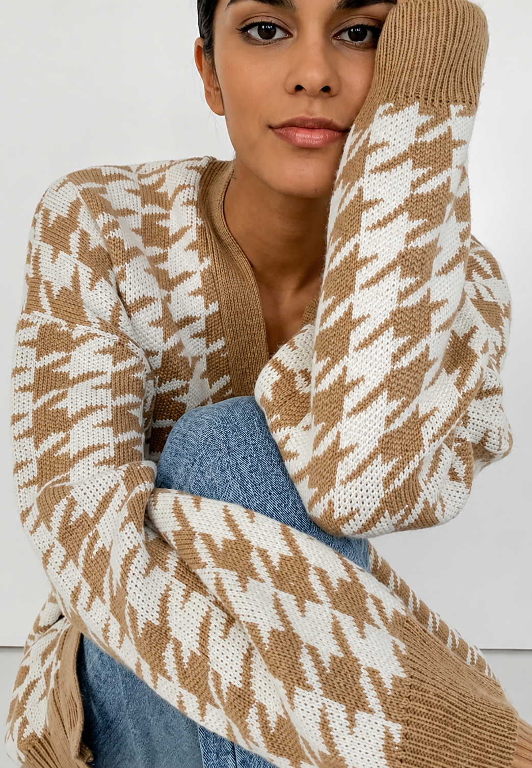 Cárdigan oversize de punto con estampado - Elena