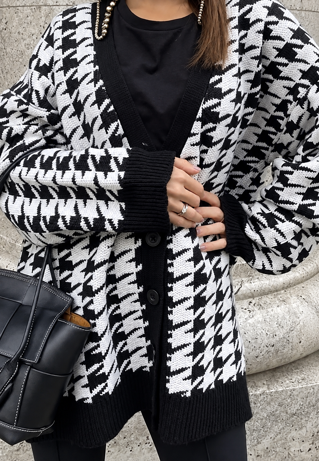 Cárdigan oversize de punto con estampado - Elena