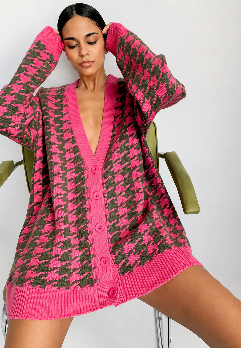 Cárdigan oversize de punto con estampado - Elena