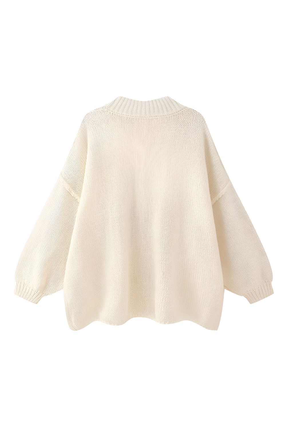 Cárdigan oversize punto grueso cuello alto botones metálicos - Koranna