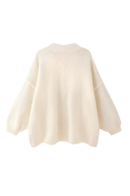 Cárdigan oversize punto grueso cuello alto botones metálicos - Koranna