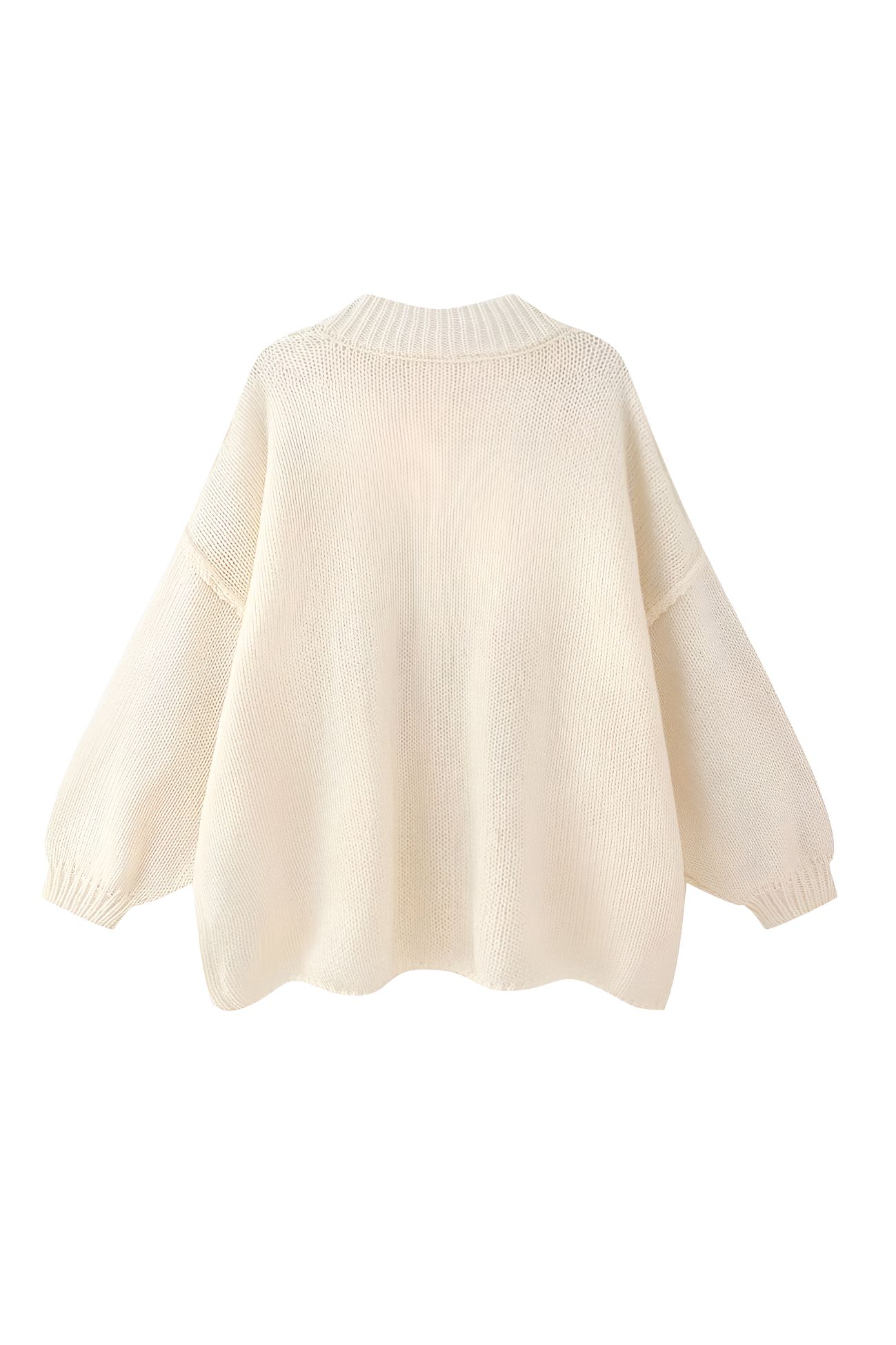 Cárdigan oversize punto grueso cuello alto botones metálicos - Koranna