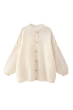 Cárdigan oversize punto grueso cuello alto botones metálicos - Koranna