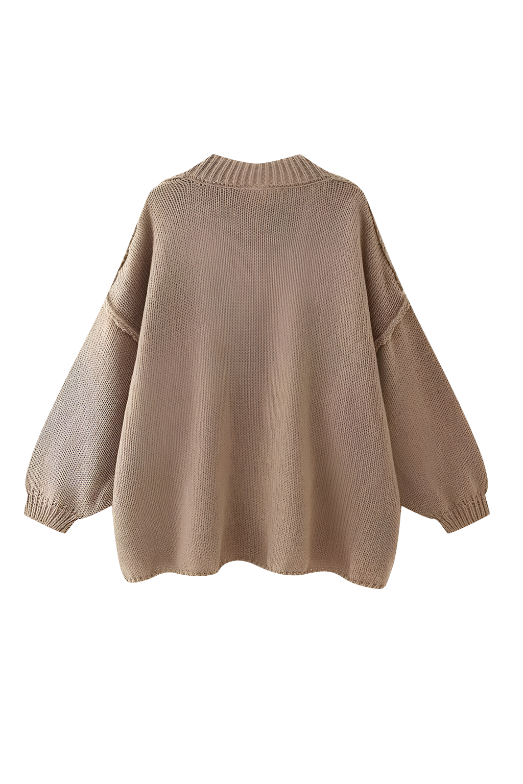 Cárdigan oversize punto grueso cuello alto botones metálicos - Koranna