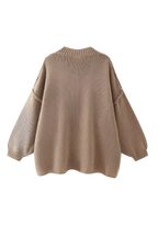 Cárdigan oversize punto grueso cuello alto botones metálicos - Koranna
