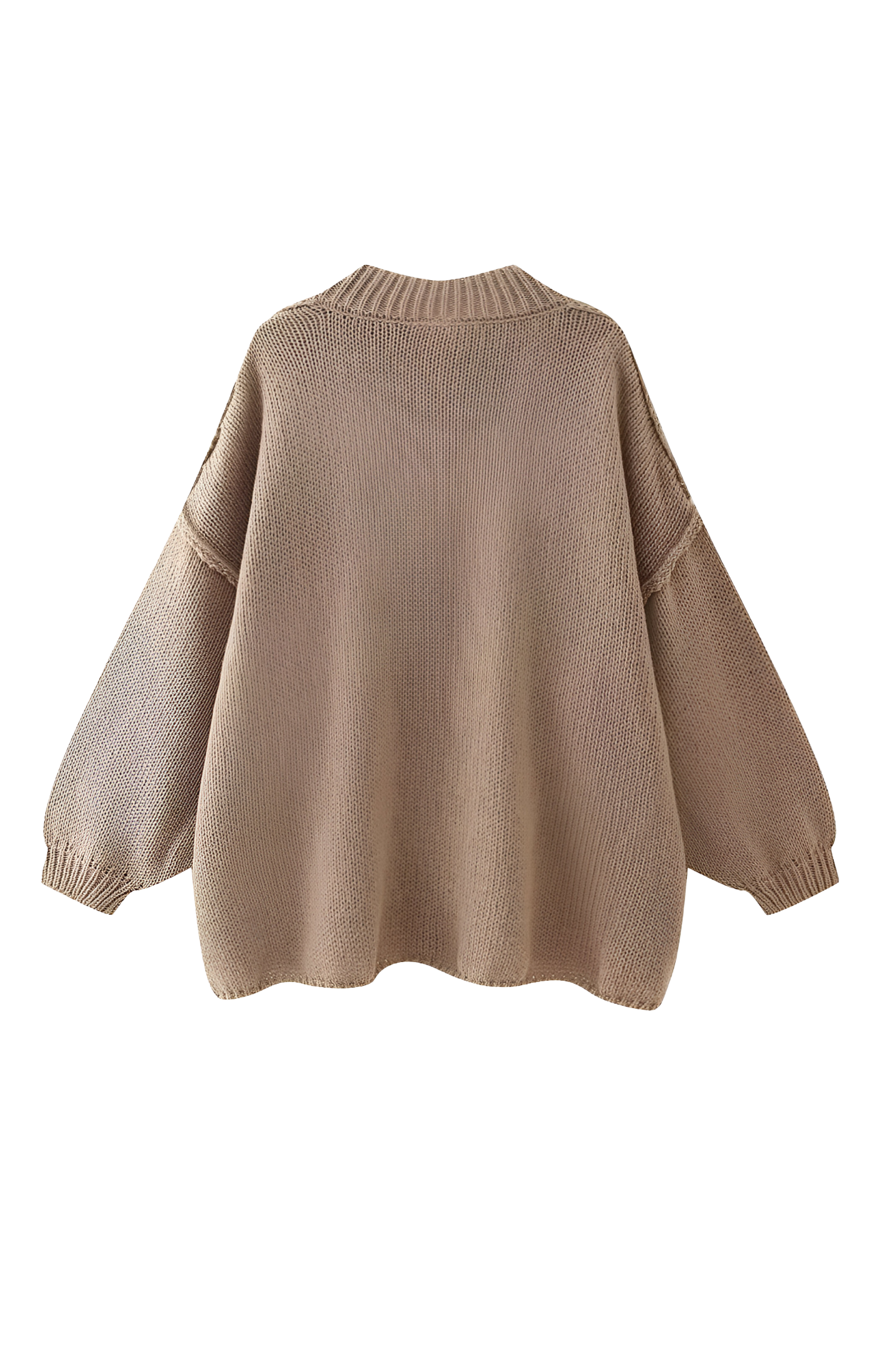 Cárdigan oversize punto grueso cuello alto botones metálicos - Koranna