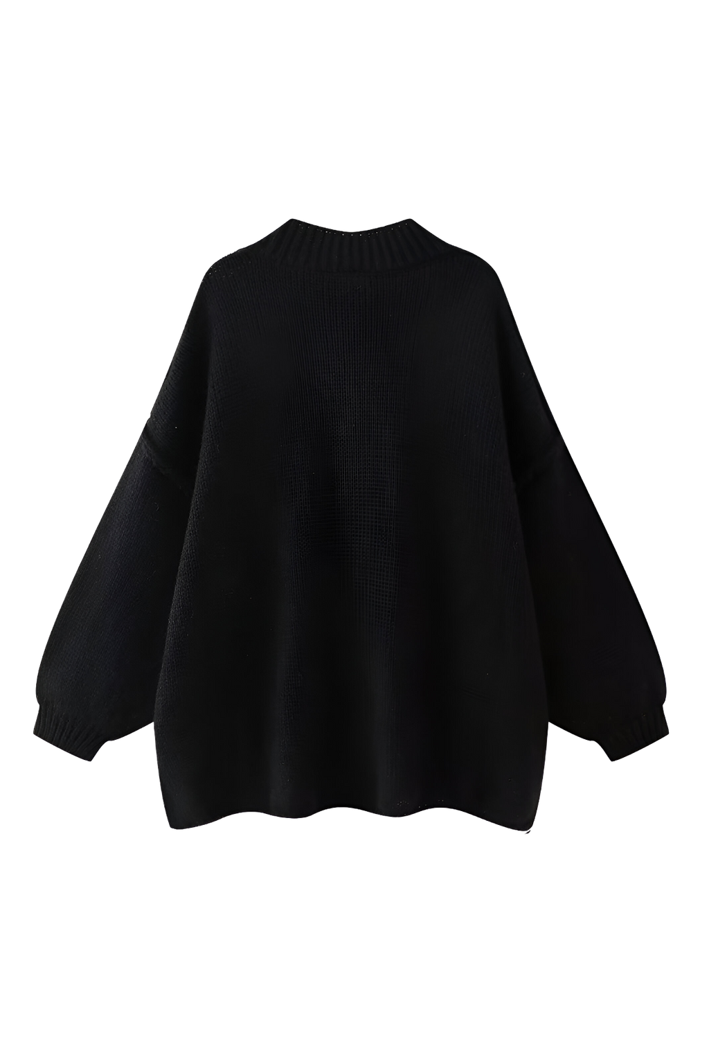 Cárdigan oversize punto grueso cuello alto botones metálicos - Koranna