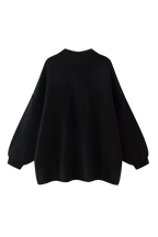 Cárdigan oversize punto grueso cuello alto botones metálicos - Koranna