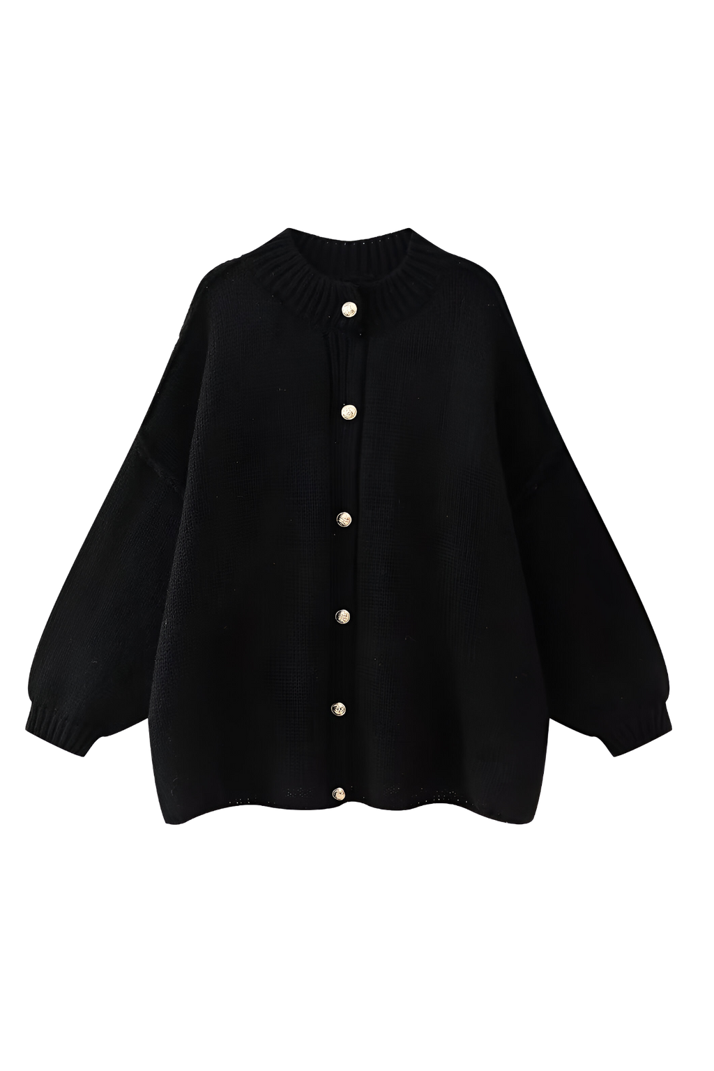 Cárdigan oversize punto grueso cuello alto botones metálicos - Koranna