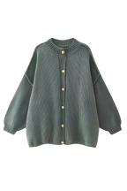 Cárdigan oversize punto grueso cuello alto botones metálicos - Koranna