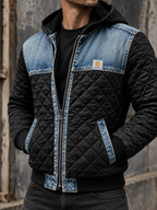Cazadora acolchada hombre capucha paneles denim - Lex