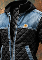 Cazadora acolchada hombre capucha paneles denim - Lex