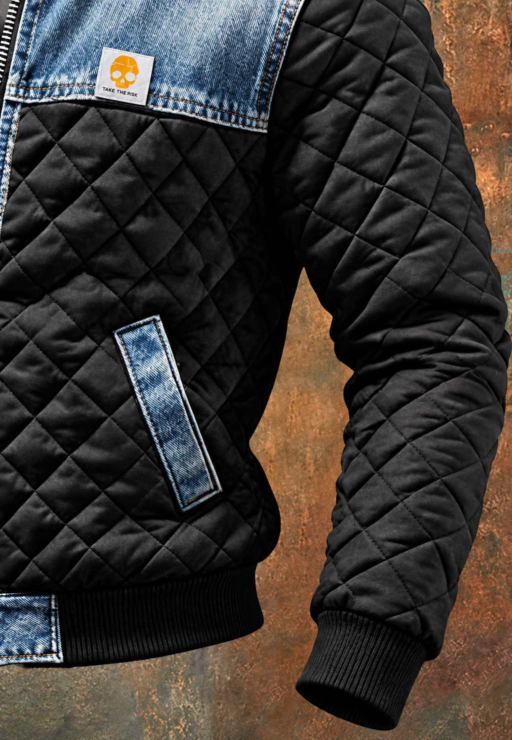 Cazadora acolchada hombre capucha paneles denim - Lex