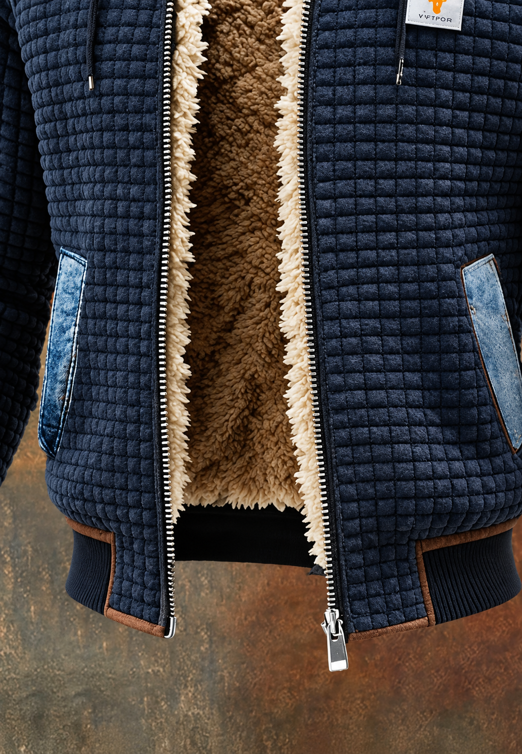 Cazadora acolchada hombre capucha paneles denim - Lex