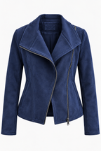 Cazadora biker mujer efecto ante cremallera diagonal - Noémie