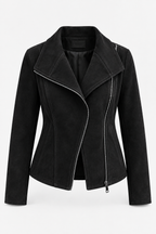 Cazadora biker mujer efecto ante cremallera diagonal - Noémie