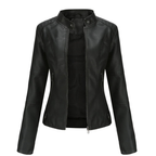 Chaqueta biker de efecto piel para mujer con cuello mao - Cleo