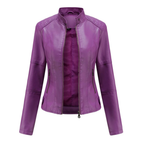 Chaqueta biker de efecto piel para mujer con cuello mao - Cleo