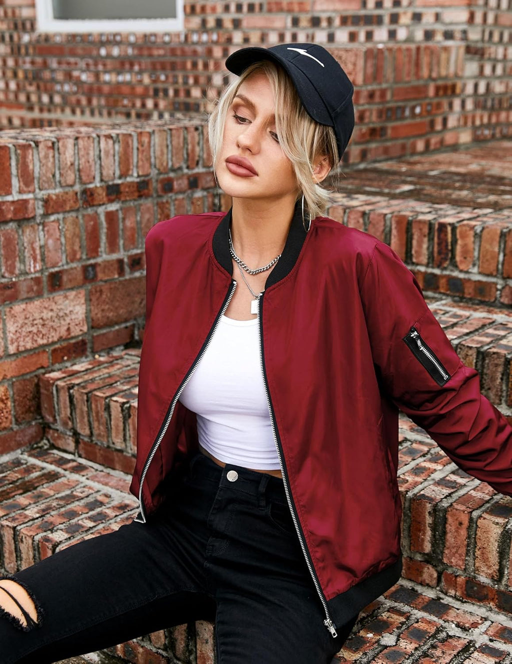 Cazadora bomber corta mujer acabado satinado - Vianne