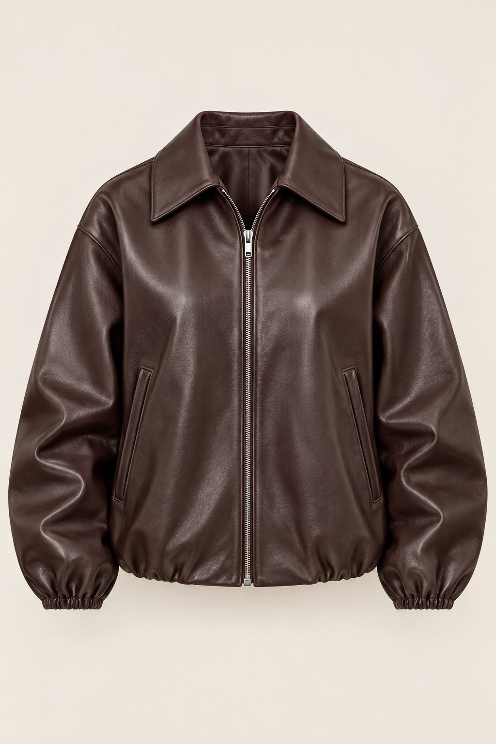 Cazadora bomber mujer efecto piel cuello camisero - Maëva