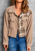 Cazadora cropped mujer pana combinada cuadros - Isaline