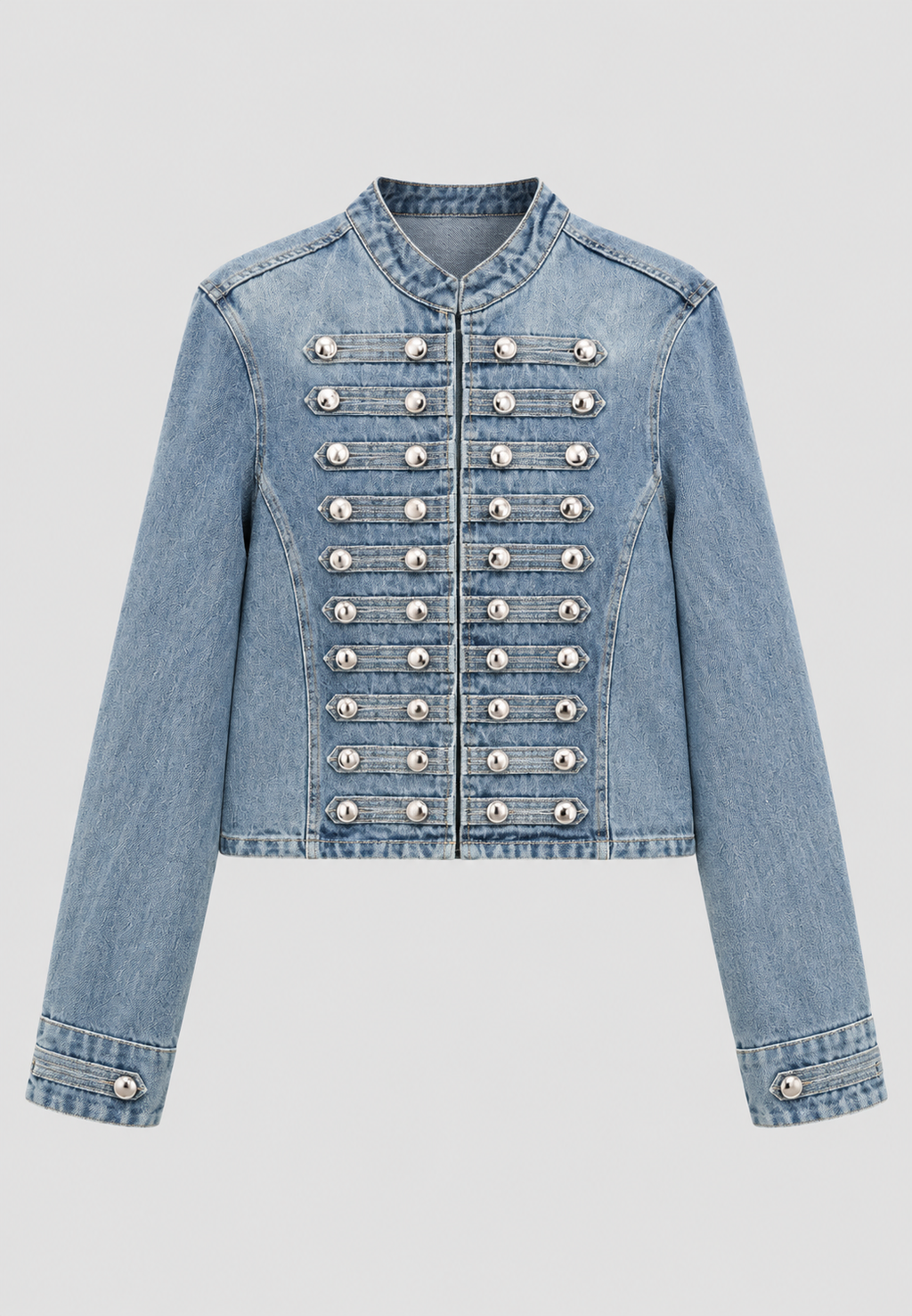 Cazadora denim mujer cuello mao botones metálicos - Apolline