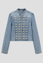 Cazadora denim mujer cuello mao botones metálicos - Apolline