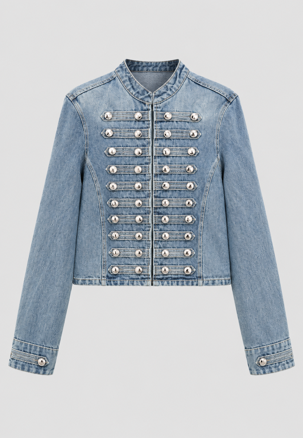 Cazadora denim mujer cuello mao botones metálicos - Apolline