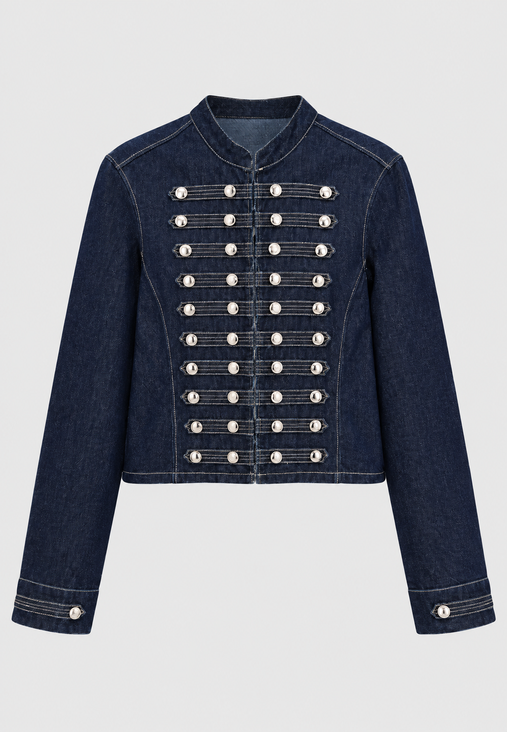 Cazadora denim mujer cuello mao botones metálicos - Apolline