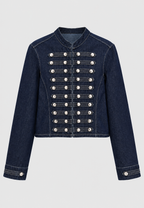 Cazadora denim mujer cuello mao botones metálicos - Apolline