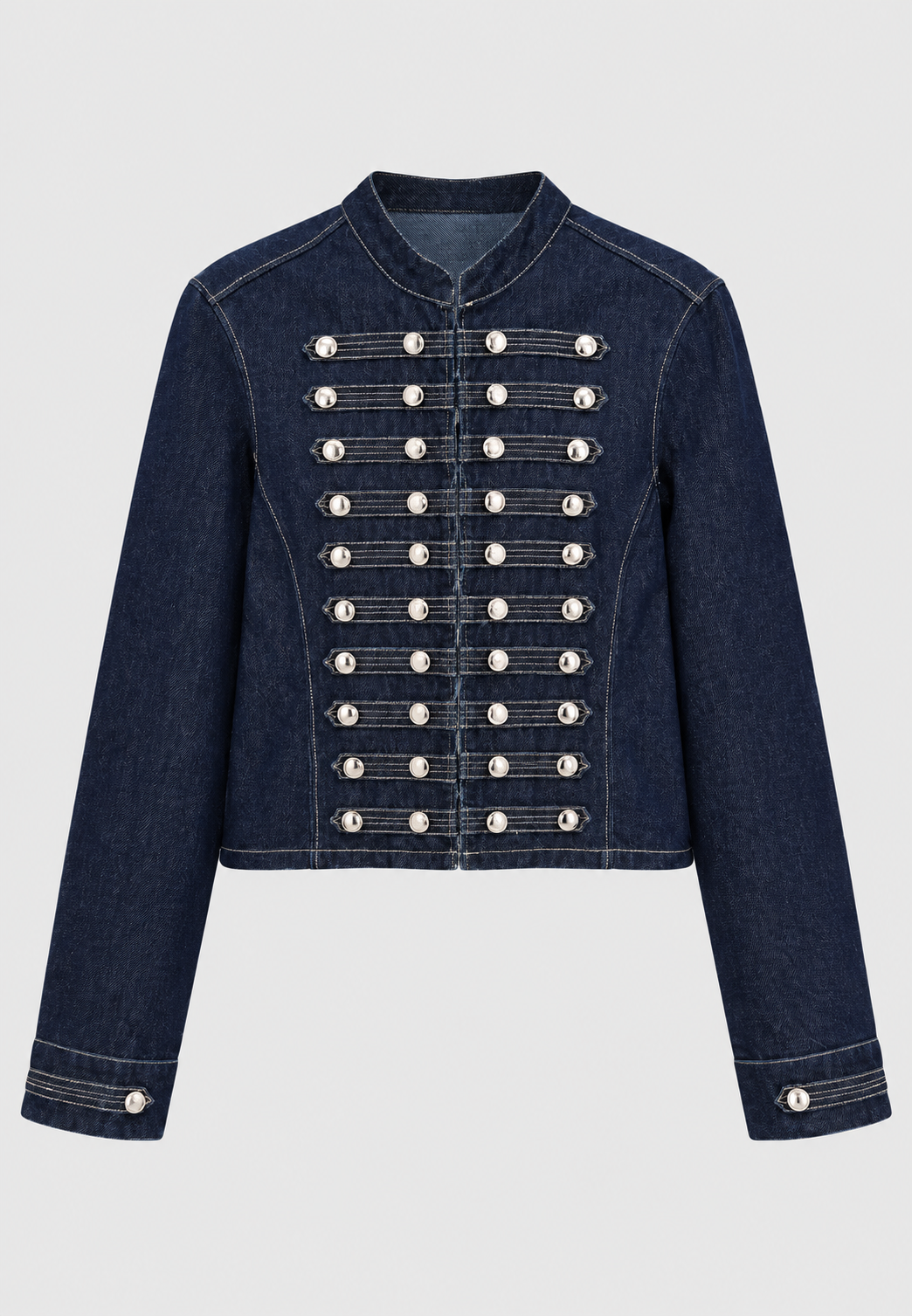 Cazadora denim mujer cuello mao botones metálicos - Apolline