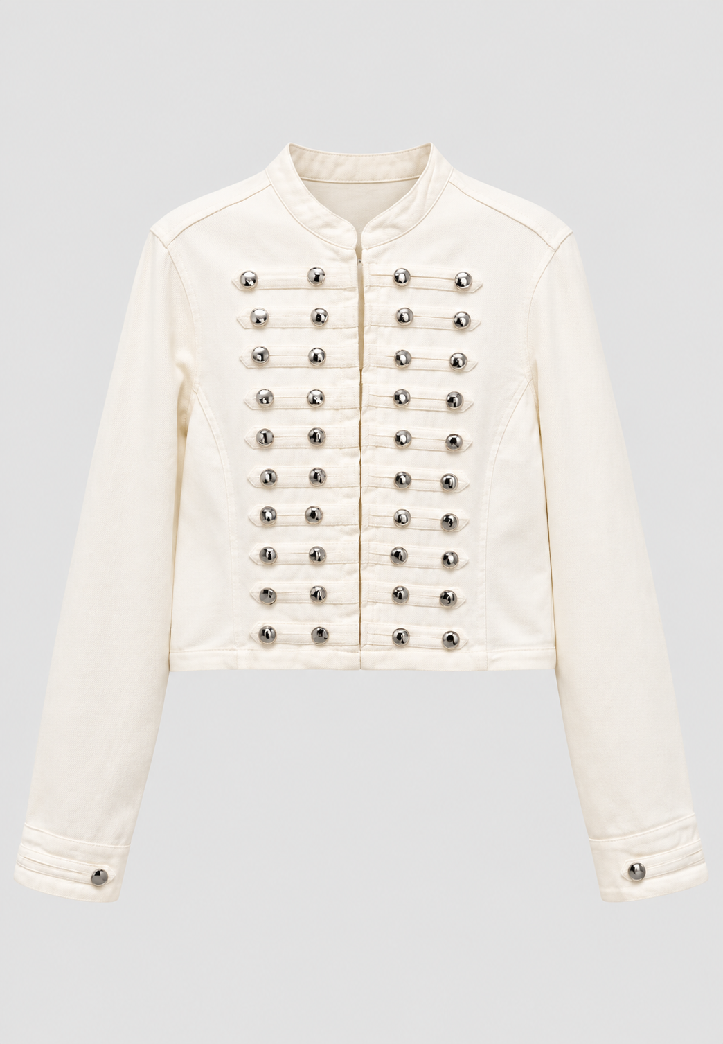 Cazadora denim mujer cuello mao botones metálicos - Apolline