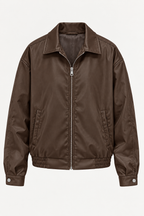Cazadora efecto piel mujer oversize bajo elástico - Alizée
